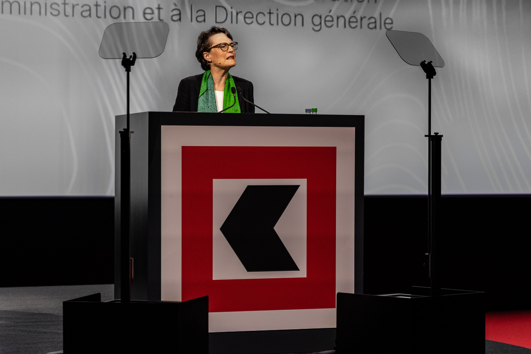 La présidente du Conseil d’administration, Antoinette Hunziker-Ebneter, s’adresse aux actionnaires lors de l’Assemblée générale.