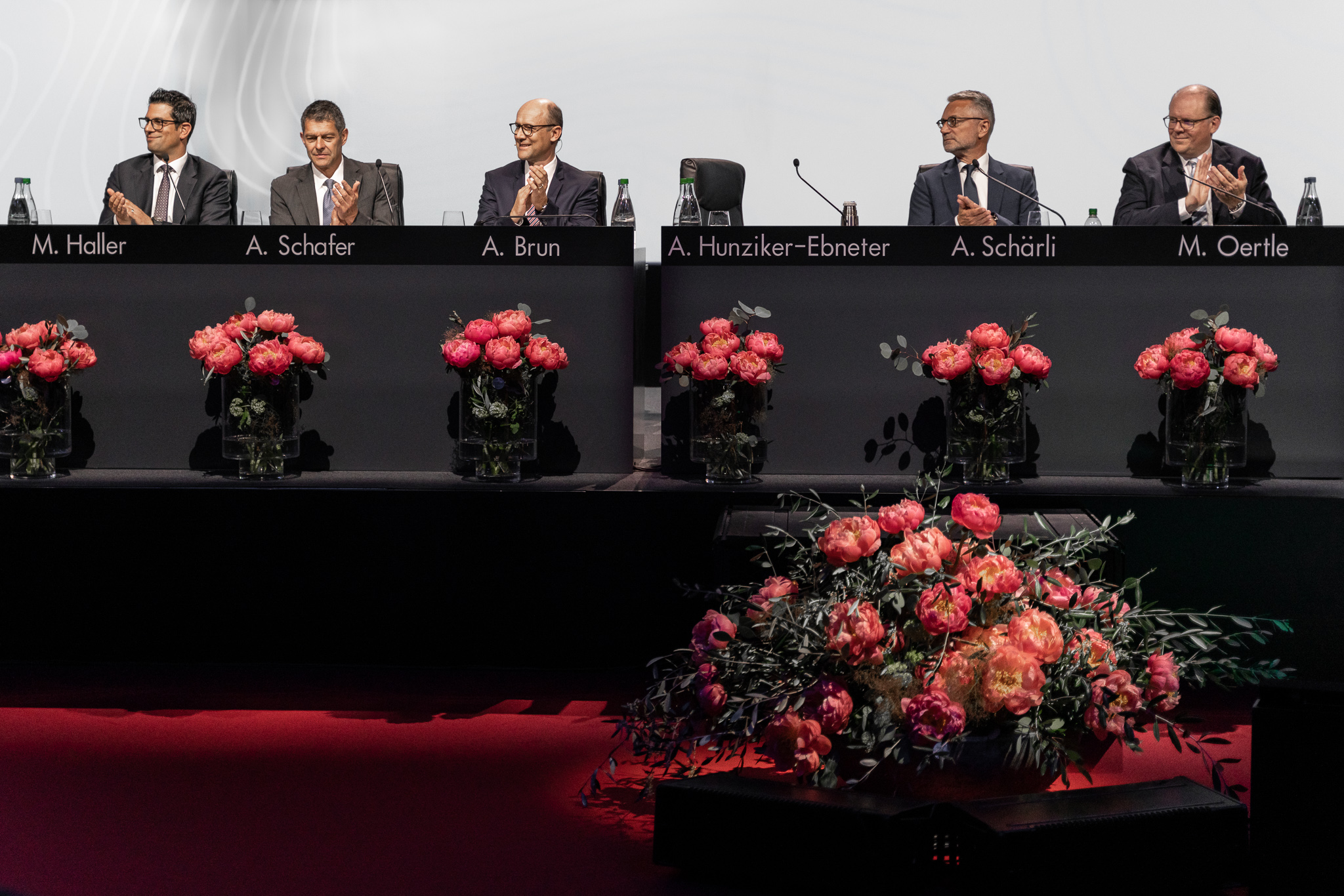 Les membres de la Direction générale, Mark Haller, Andreas Schafer, Armin Brun, Alois Schärli et Marcel Oertle.